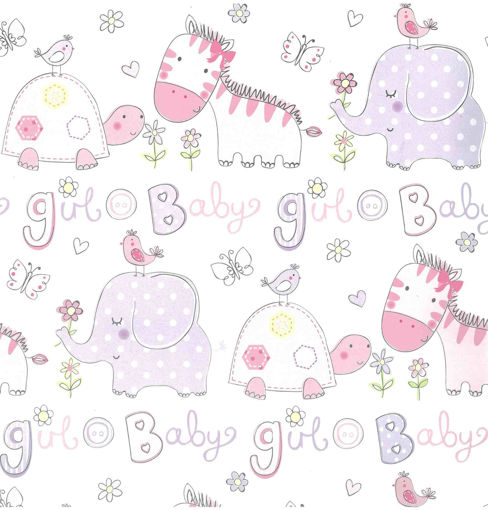 Picture of BABY GIRL WRAPPING PAPER SHEET W/ANIMALS PINK 50X70CM